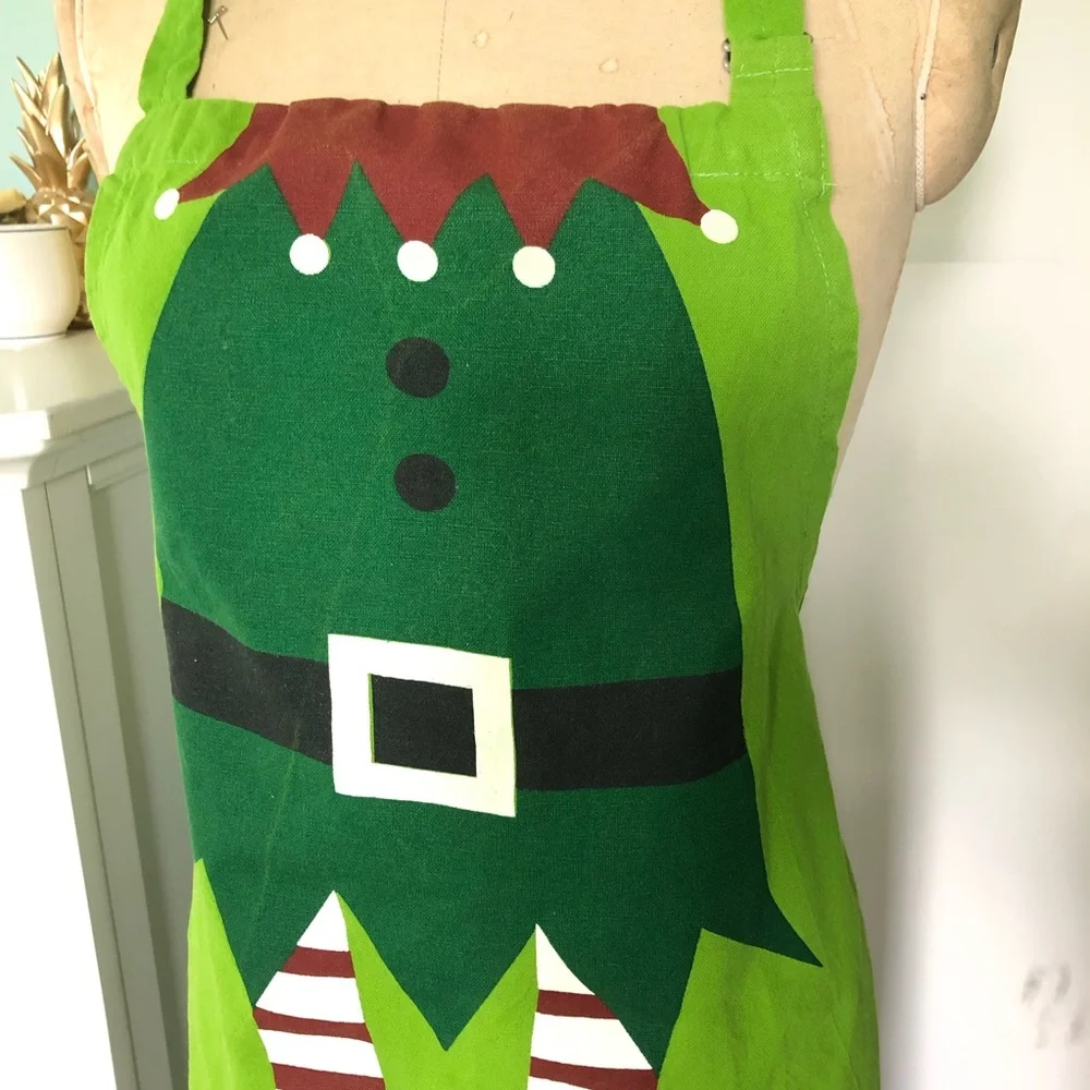Christmas Elf Kitchen Apron Tie Strings Cotton by Hobby Lobby